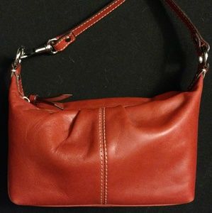 Coach orange leather mini handbag NWOT